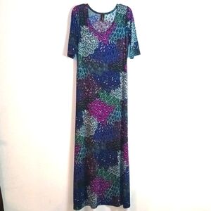 Peacock Inspired Short Shelve Maxi Dress
